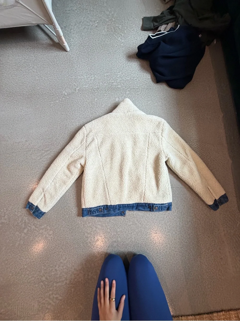 Levi's Woman’s Sherpa Denim-Trim Jacket in Cream